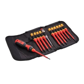 Faithfull SDVDES13W Interchangeable Electrical VDE Screwdriver Set in Storage Wallet x13 Pcs