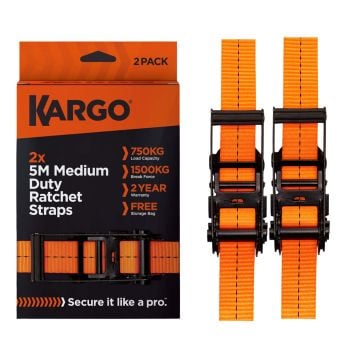 Kargo RS/MD/1254/2PK 35mm x 5m Medium Duty Ratchet Strap x2 Pcs