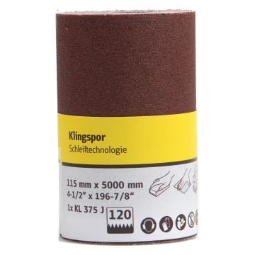 Klingspor 301050 KL 375 J 115mm x 5m 40 Grit Abrasive Cloth Sanding Roll