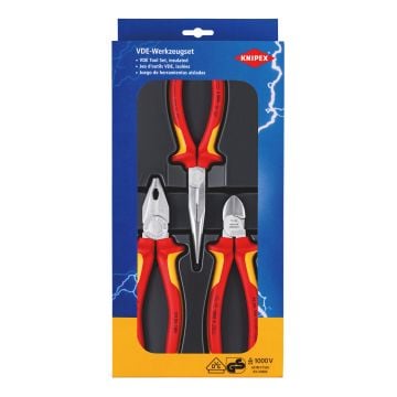 KNIPEX 00 20 12 Insulated VDE Pliers & Cutters Electro Set