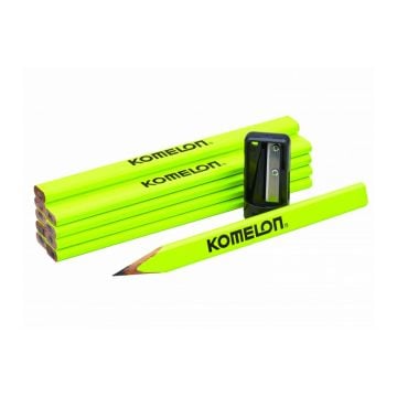 Komelon TUB10 Hi-Vis Carpenters Pencils & Sharpener x10 Pcs