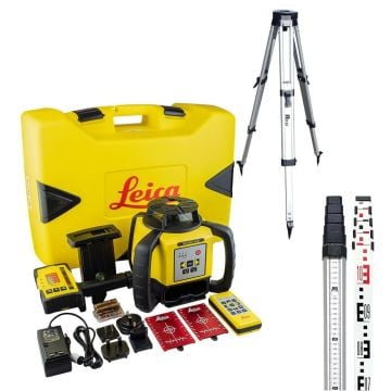 Leica R640BL Rugby 640 Basic Lithium-Ion Rotating Gradient Laser, Tripod & Staff Set