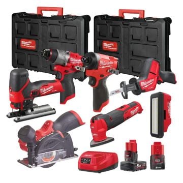 Milwaukee M12 FUEL FPP7B2-622P 12v Brushless 7 Piece Powerpack Inc 1x 6.0Ah & 1x 2.0Ah Batteries