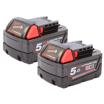 Milwaukee M18 B5 18v REDLITHIUM 5.0Ah Li-Ion Battery Twin Pack