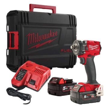 Milwaukee M18 FUEL FIW2F12-502X 18v 1/2" Impact Wrench With Friction Ring Inc 2x 5.0Ah Batts