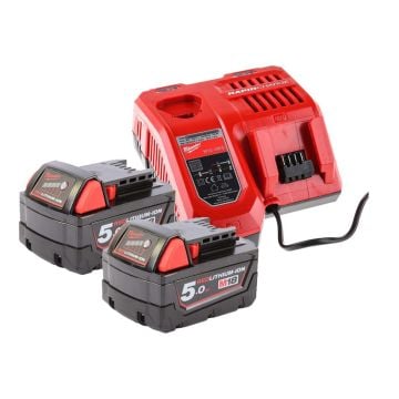 Milwaukee M18 NRG-502 18v Battery & Fast Charger Kit Inc 2x 5.0Ah Batts