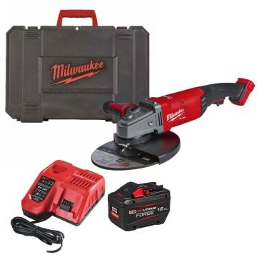 Milwaukee M18 FUEL FLAG230XPDB-121C 18v Brushless 230mm Large Braking Paddle Switch Grinder Inc 1x 12.0Ah FORGE Battery