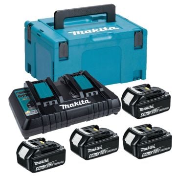 Makita 198095-6 18v LXT Power Source Kit Inc 4x 6.0Ah Batts, 1x Twin Charger & Makpac Carry Case