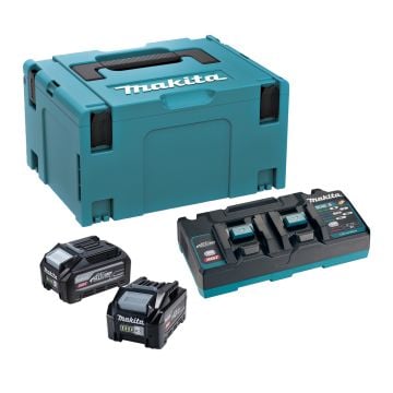 Makita 1911E6-1 40v Max XGT Power Source Kit Inc 2x 4.0Ah Tabless Batts, 1x DC40RB 110v Charger In Makpac Carry Case