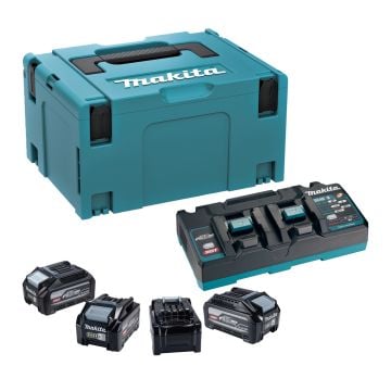 Makita 1911G4-9 40v Max XGT Power Source Kit Inc 4x 4.0Ah Tabless Batts, 1x DC40RB 110v Charger In Makpac Carry Case
