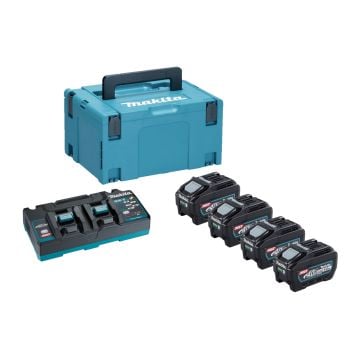 Makita 191U47-2 40v Max XGT Power Source Kit Inc 4x 5.0Ah Batts, 1x DC40RB 110v Charger In Makpac Carry Case