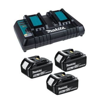 Makita 198458-6 18v LXT Power Source Kit Inc 3x 5.0Ah Batts & 1x Twin Charger