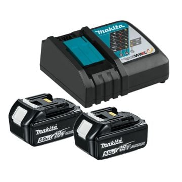 Makita 18v LXT 5Ah Battery & Charger Kit inc 2x 5.0Ah Batts & DC18RC Charger