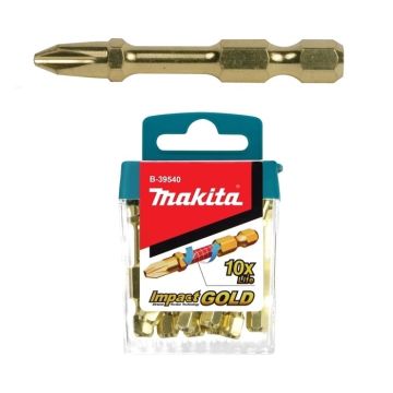 Makita B-39540 Impact Gold Xtreme Torsion PZ2 Bits 50mm x 1/4" Pack of 10