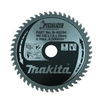 Makita B-40294 / B-40303 136mm x 20mm x 50T Circular Saw Blade for DCS550 / DCS552