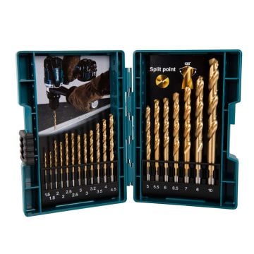 Makita B-67795 HSS-TiN Drill Bit Set 1.5 mm - 10 mm x19 Pcs 