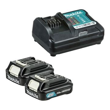 Makita BL1020B / BL1021B 10.8v / 12v MAX CXT Slide 2.0Ah Battery Twin Pack & DC10WD Charger Kit