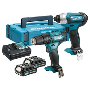 Makita CLX228AJ 10.8v / 12v MAX CXT Slide Combi Drill/Impact Driver Twin Kit Inc 2x 2.0Ah Batts