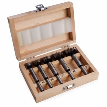 Makita D-47363 Forstner Drill Bit Set x5 Pcs In Wooden Carry Case