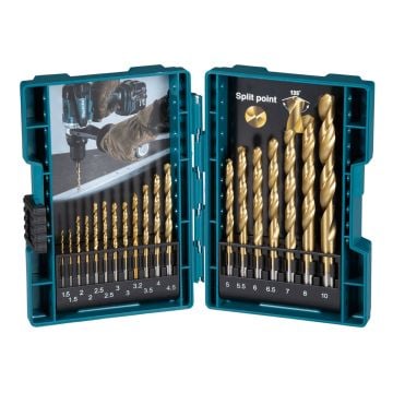 Makita D-67527 HSS-TiN Metal Drill Bit Set x19 Pcs