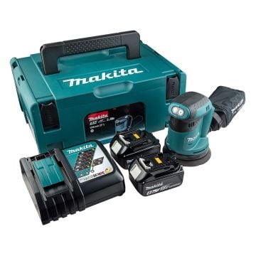 Makita DBO180RTJ 18v LXT 125mm Random Orbit Sander inc 2x 5.0Ah Batts