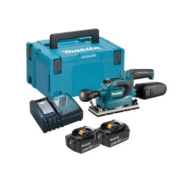 Makita DBO380RTJ 18v LXT 1/3 Sheet Cordless Brushless Finishing Sander Inc 2x 5.0Ah Batts