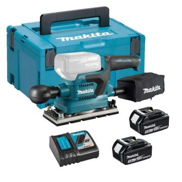 Makita DBO382RTJ 18v LXT Cordless Brushless Finishing Sander Inc 2x 5.0Ah Batts