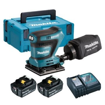 Makita DBO480RTJ 18v LXT 1/4 Sheet Cordless Finishing Sander Inc 2x 5.0Ah Batts In Carry Case