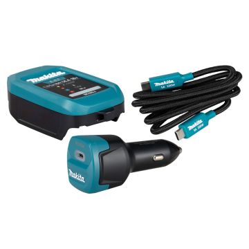 Makita DC18SJ 14.4v / 18v LXT USB-C Compact Car Charger Set Inc 1x ADP14 Car Adapter & 1x USB-C Cable