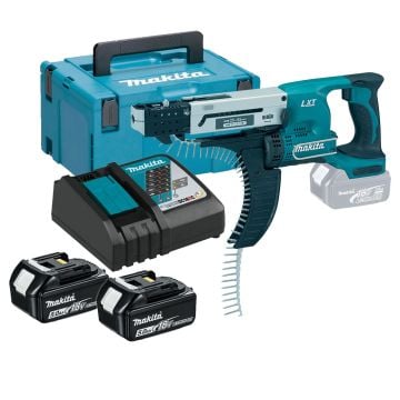 Makita DFR550RTJ 18v LXT Cordless Auto Feed Screwdriver Inc 2x 5.0Ah Batts