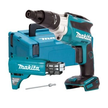 Makita DFS251 18v LXT Brushless TEK Drywall Screwdriver Body Only Inc 191L24-0 Autofeed Attachment In Carry Case