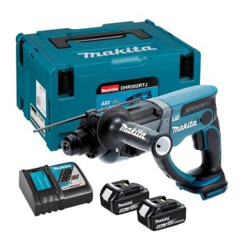 Makita DHR202RTJ 18v LXT SDS+ Plus Rotary Hammer 20mm Inc 2x 5.0Ah Batts