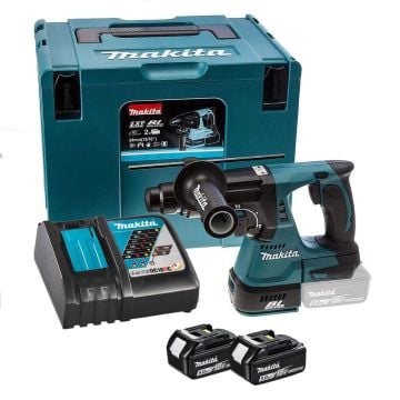Makita DHR242RTJ 18v LXT 24mm SDS+ Plus Brushless Rotary Hammer Drill Inc 2x 5.0Ah Batts