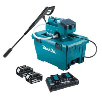 Makita DHW080PT2 Twin 18v LXT Brushless Cordless Pressure Washer 50L inc 2x 5.0Ah Batts