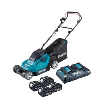 Makita DLM382PF4 Twin 18v LXT 36v Lawn Mower 380mm Inc 4x 3.0Ah Batts