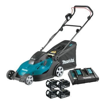 Makita DLM431PF4 Twin 18v LXT Cordless 36v Lawn Mower 430mm inc 4x 3.0Ah Batts