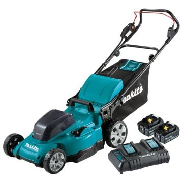 Makita DLM480CT2 Twin 18v LXT 36v Lawn Mower 480mm Inc 2x 5.0Ah Batts