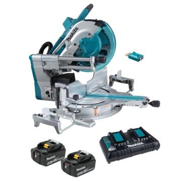 Makita DLS211PT2U Twin 18v LXT 305mm Mitre Saw Inc AWS Chip & 2x 5.0Ah Batts