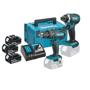 Makita DLX2131MJ1 18v LXT Cordless 2 Piece Kit DHP482 Combi + DTD152 Impact Driver Inc 3x 4.0Ah Batteries