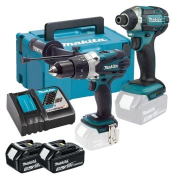 Makita DLX2145J 18v LXT Cordless Twin Kit DHP458 Combi Drill & DTD152 Impact Driver Inc 2x 3.0Ah Batts