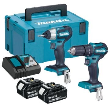Makita DLX2221J 18v Brushless Twin Kit DHP483 Combi + DTD155 Impact Driver inc 2x 3Ah Batteries