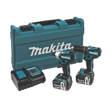 Makita DLX2221ST 18v Brushless Twin Kit DHP483 Combi + DTD155 Impact Driver Inc 2x 5.0Ah Batts