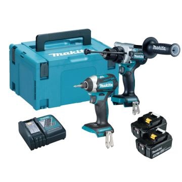 Makita DLX2412TJ 18v LXT Twin Kit DHP486 Combi Drill & DTD154 Impact Driver Inc 2x 5.0Ah Batts