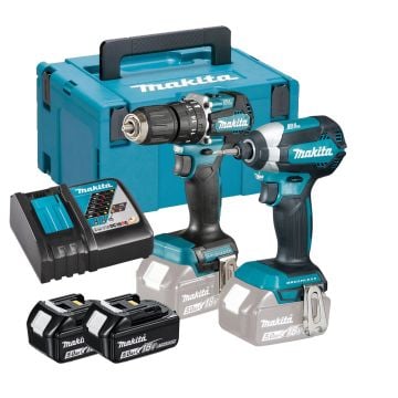 Makita DLX2460TJ 18v LXT Brushless Combi Drill & Impact Driver Combo Kit Inc 2x 5.0Ah Batts
