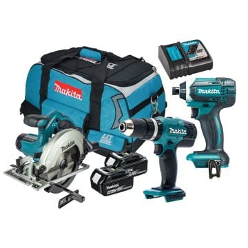 Makita DLX3108SMX 18v LXT Combi, Impact Driver & Saw Triple Kit Inc 2x 4.0Ah Batts