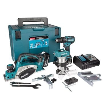 Makita DLX3116TJ 18v LXT Cordless Triple Kit DHP485, DRT50 & DKP180 Inc 2x 5.0Ah Batts