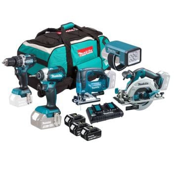 Makita DLX5043PT 18v LXT Cordless Brushless Combo Kit x5 Pcs Inc 3x 5.0Ah Batts 