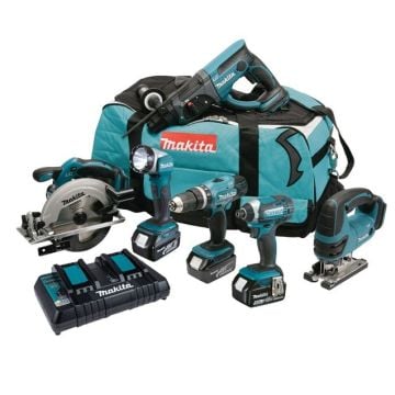 Makita DLX6068PT 18v LXT 6 Piece Kit inc 3x 5.0Ah Batts and Twin Charger