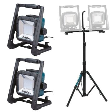 Makita DML805 Kit Inc 2x Corded & Cordless 18v LXT LED Worklight & 1x GM00002283 Tripod Light Stand