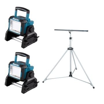 Makita DML811 Kit Inc 2x 18v LXT Corded & Cordless LED Work Light & 1x GM00002073 Stand